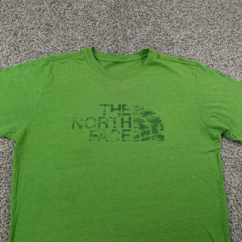 North Face Shirt Mens M Green Spellout Logo Short Sleeve‎ Outdoor Casual Hiking